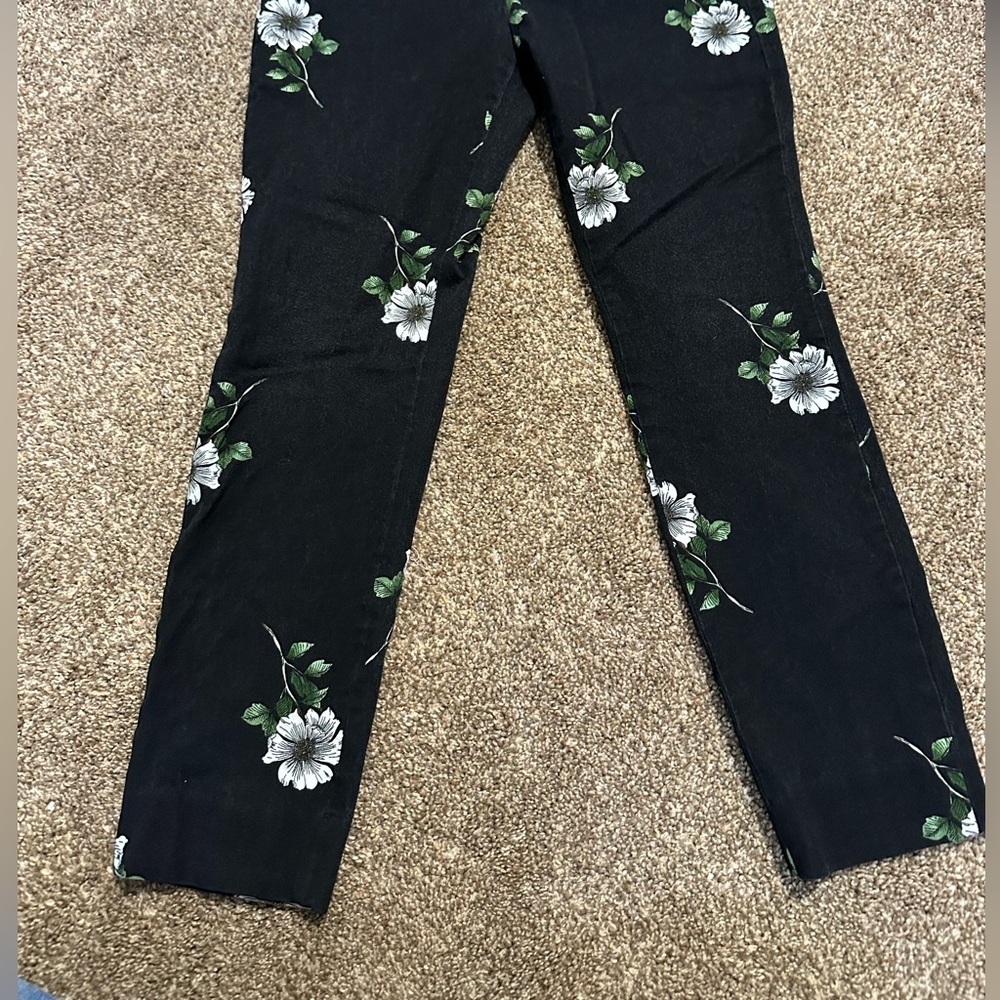 Banana Republic Floral Black Women's trousers/ dress pants size 2 petite - Picture 3 of 15
